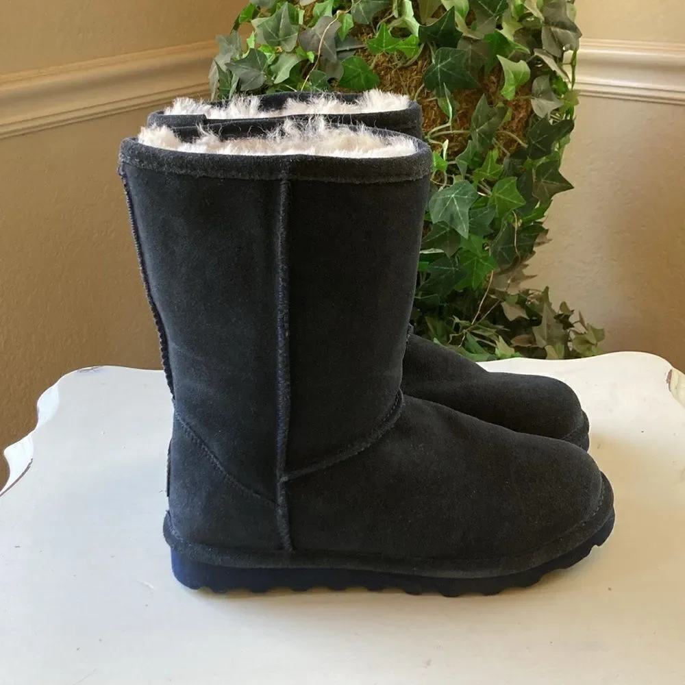 BearPaw Elle Short Blue Suede Pull On Women’s Boots Size 6